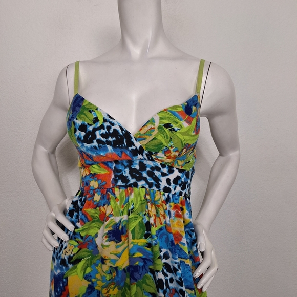 Derek Heart Multicolor Vibrant Floral Animal Print Tropical Maxi Dress Size M - Picture 3 of 13